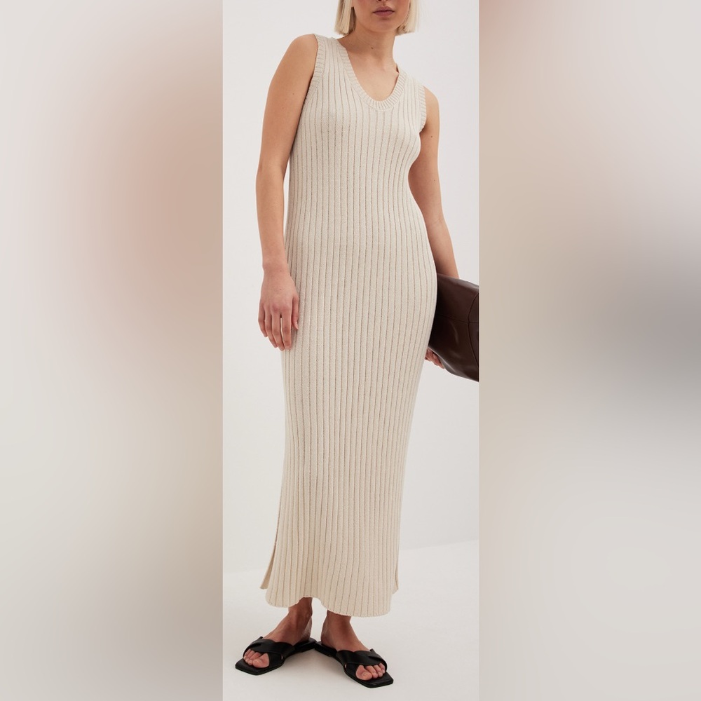 Na-kd Ribbed Knit Beige Sweater Tank Dress - Picture 10 of 10